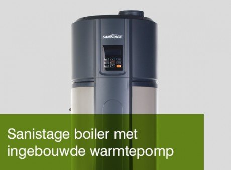 Sanistage boiler met ingebouwde warmtepomp voor sanitair warm water